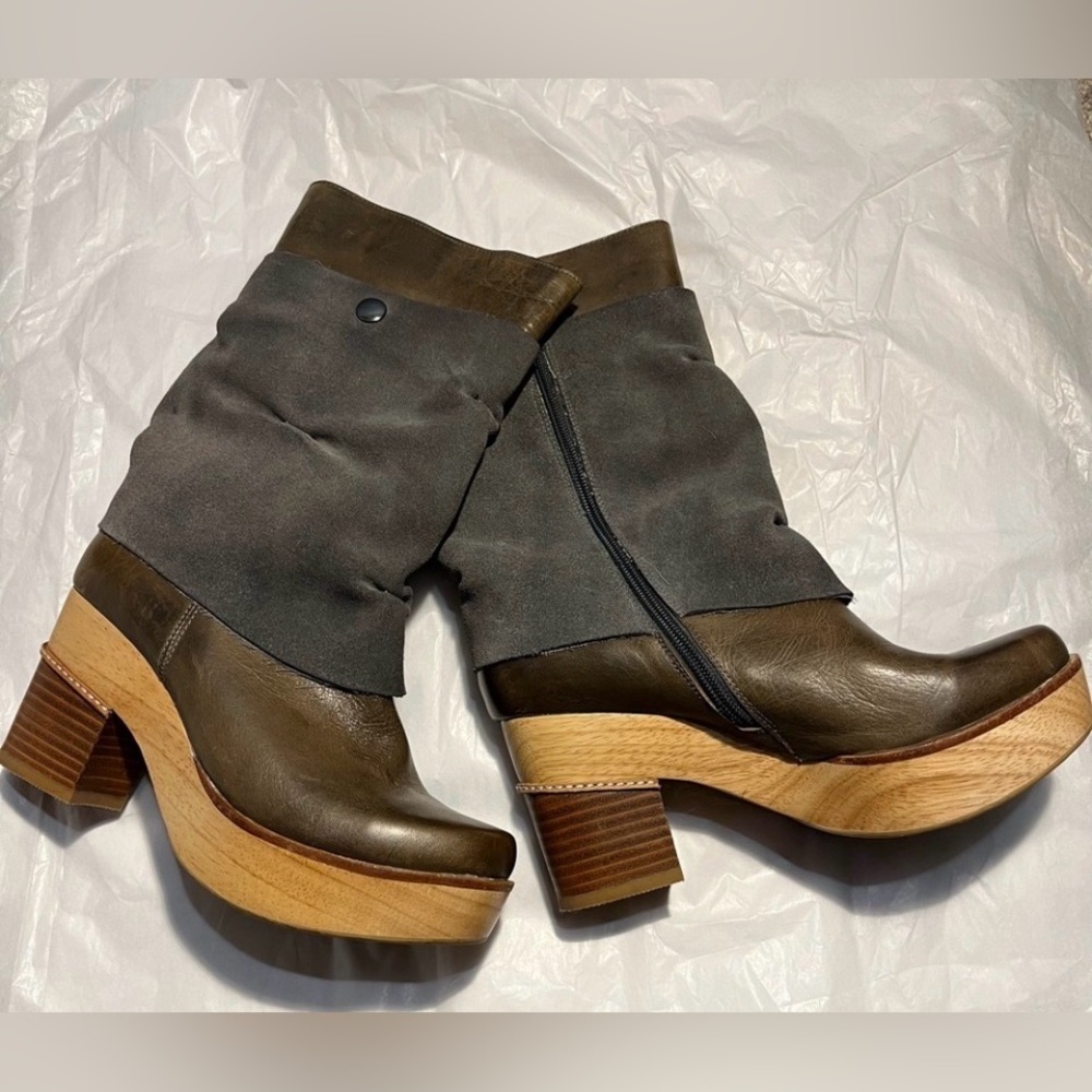 Anthropologie Antelope Heeled Leather Cuff boot 38